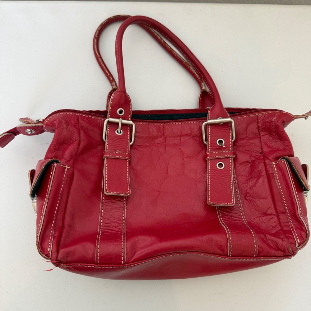 Hype Red Faux leather  Shoulder Bag Y2K Buckle  Moto Style Purse Grunge western